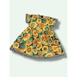 Rare Editions Sunflower Dress Girls Cottagecore Gingham Trim